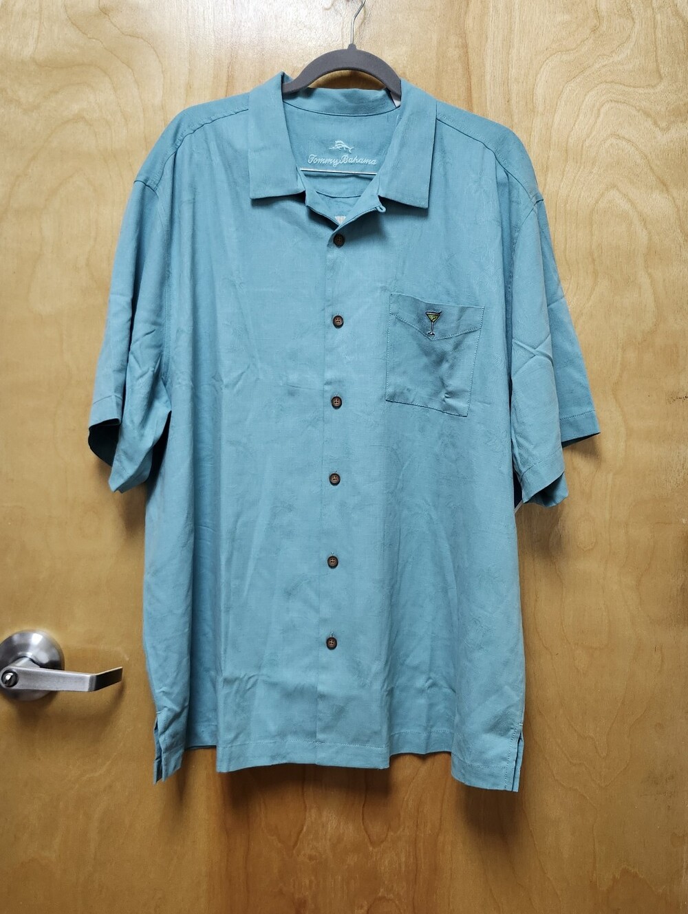 Tommy Bahama Camp Shirt Retro Lounge Blue Embroidered Panelback Size 1XLB NWT